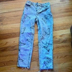 pacsun high rise straight butterfly print jeans